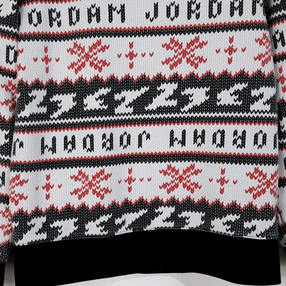 Jordan Jumpman Holiday Crew Sweatshirt Boys Large Fair Isle White Black Red - Picture 4 of 8